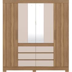 Guarda Roupa Casal 04 Portas Com Espelho 66510 Amendola Off White Demobile Amendola Off White