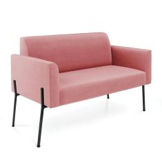 Sofá Namoradeira 2 Lugares Pé De Ferro Preto Marisa Suede Rosê D03 - D`rossi
