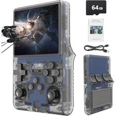 R36S Console de jogos retrô portátil de 64 GB, integrado mais de 15.000 jogos clássicos, sistema Linux com tela HD MIPI IPS de 3,5 polegadas, dispositivo portátil de jogos e entretenimento de 3500 mAh