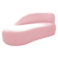Divã Recamier Curvo Luna 185cm Lado Esquerdo Suede - ADJ Decor, Rosa B