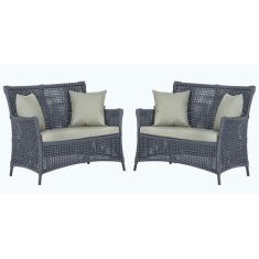 2 Sofás Área Externa Igapó Alumínio Pintura Preta Corda Náutica Estofa