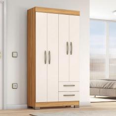 Guarda Roupa Solteiro com Pés 4 Portas 2 Gavetas NT 6010 Notável Móveis