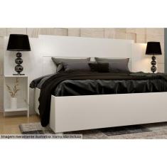 Painel Cama Box Madeirado Casal Queen Arizona Com 2 Mesas E Prateleiras Branco Neve Tcil Móveis