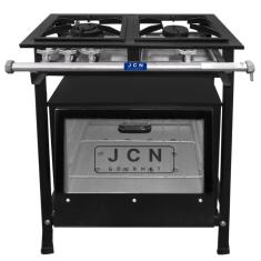 Fogão Industrial 2 Bocas 30X30 Baixa Pressão P5 com Forno Tampa de Vidro jcn