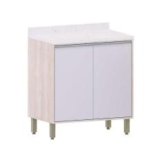 Balcão de Cozinha com Tampo 80cm 2 Portas Art Luciane Móveis, Pátina/C