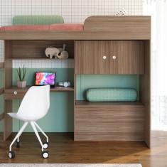 Cama Alta Solteiro Infantil/juvenil Multifuncional Com Baú E
