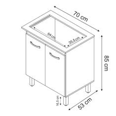 Balcão Armário De Cozinha Para Fogão Cooktop 5 Bocas Fran Mobília Decor Branco