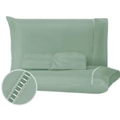 Kit Jogo De Lençol Queen 03 Peças 400 Fios Fronha Ponto Palito - CASA 