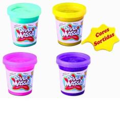 8 Potinhos Massinha De Modelar Com Gliter Diver Massas - Divertoys