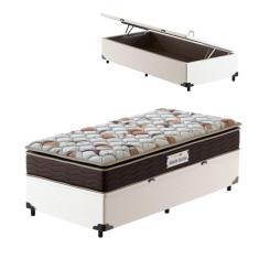 Cama Box Baú Solteiro Branca + Colchão de Espuma D45 Probel GuardaCostas ProForce Plus 88x188x70cm