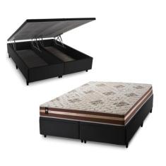 Conjunto Box Baú Chicago Marrom 158x198x64 Espuma D33 - King House