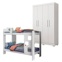 Quarto Infantil/juvenil com Beliche Vegas e Guarda Roupa 4 Portas 3 Ga