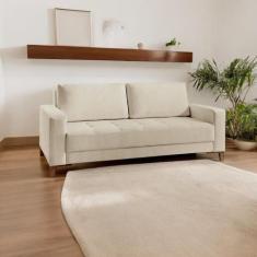 Sofá Living 3 Lugares em Linho Orion Bege Claro - Castellar Móbile