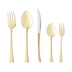 WOLFF Faqueiro de Aço Inox Berna Dourado 30 Peças - Mesa Posta - Itens Para Casa - Utensílios de Cozinha - Enxoval - Casamento - Decoração
