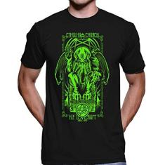 Camiseta Masculina Cthulhu Hp Lovecraft 4076 100% Algodão (Preto, G)