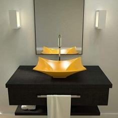 Cuba de Apoio para Banheiro L38 Lux Retangular Folha Compace Amarelo