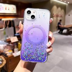 Capa de telefone transparente com brilho de carregamento sem fio de luxo para iPhone 11 12 13 14 Pro Max XS X XR 7 8 Plus Mini Silico macio, roxo, para iPhone 7plus