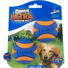 Chuckit Bola Ultra Squeaker Apito 2Un M Para Cães Para Cães Azul Medio