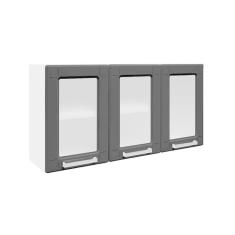 Armário De Cozinha Modulado Múltipla 6010 3 Portas C/Vidro Branco/Preto - Bertolini