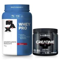 Kit Whey Protein 1Kg + Creatina 150G - Black Skull - Massa Muscular En