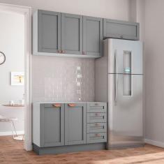 Cozinha Modulada 3 Peças Sem Tampo 2 Aéreos 1 Balcão Arizona CabeCasa MadeiraMadeira Branco/Cinza