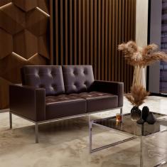 Sofá 2 Lugares Isis Revestimento Sintético Café