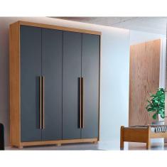 Guarda Roupa 4 Portas Hawaii E 2 Gavetas C/ Pés Naturale/grafite - Rufato