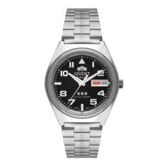 Relógio masculino orient prata automático classic 3 estrelas