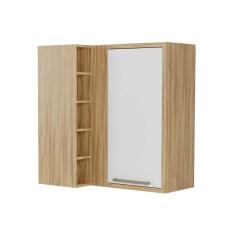 Armário Aéreo p/ Cozinha Canto Syrah 1 Porta e 5 Nichos 88cm Amendoa/Branco - Ronipa