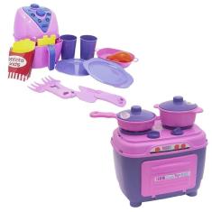 Cozinha Infantil Rosa Brinquedo Fogão Air Fryer Jantar 17Pç