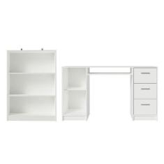 Escrivaninha Madesa Alaska + Estante Livreiro 6907 - Branco, Branco