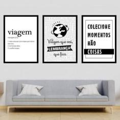 Kit 3 Quadros Decorativos Viagem Colecione Momentos 34x23cm - Quadros 