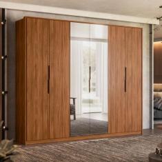 Guarda Roupa Casal 2 Espelho 6 Portas 6 Gavetas Atrice Demartêz, Nogue