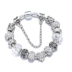 Pulseira Prateada Com Berloques e Pedras  - JMH Sets, 23 cm