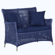 1 Sofá área Externa Igapó Alumínio Fendi Corda Náutica E10 Azul