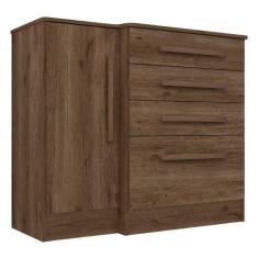Cômoda Sapateira 1 Porta e 4 Gavetas Luna 775 Ébano Rústico TOQ Qmovi
