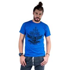 Camiseta Mister Fish Estampado Rock and Roll, Azul royal, GG