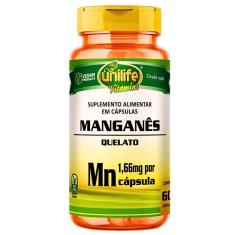 Manganês Quelato Natural Vegano 60 cápsulas 500mg