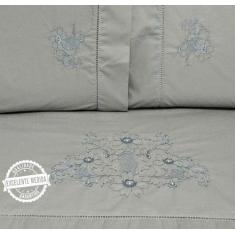 Jogo Lençol Bordado Queen Size 4 Peças 100 % Algodão Percal - INGRID B