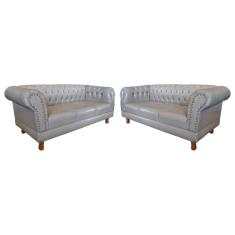 Dois Sofás Chesterfield Capitone Duque Corano Bege 1,80