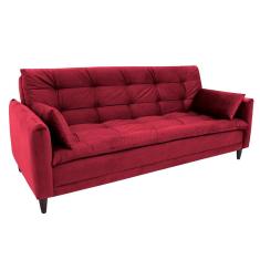 Sofá-Cama Casal 3 Lugares Sofia Suede Vermelho