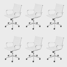 Kit 6 Cadeiras para Escritorio Diretor Esteirinha com Relax Corino 3301