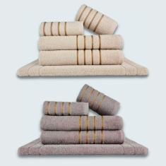 Jogo De Toalhas 10 Ps Coleo Montreal 100% Algodo Bege+cinza - Toalhas 
