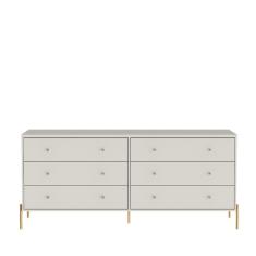 Cômoda 6 Gavetas Jasper 182 cm - Off White Fosco c/ Dourado