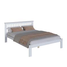 Cama De Casal Júlia De Madeira Maciça Com Lastro Branco