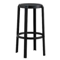 Kit 4 Banquetas Lia Rivatti Polipropileno Preto Assento Simulando Rattan Preto Com Proteção Uv