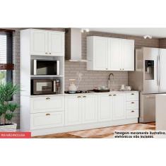 Cozinha Modulada Completa Americana Peças 5 Peças 1 Aéreo + 2 Balcões + 1 Paneleiro + 1 Complemento C5p30 Branco