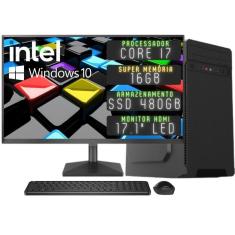 Computador Completo 3green Desktop Intel Core i7 16GB Monitor HDMI SSD 480GB Windows 10  3D-066