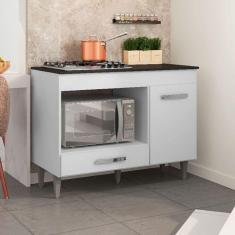 Balcão Cooktop 4 bocas Para Forno Microondas Carla Cor Branco - AJL