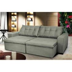 Sofá Austrália 3,12 Mts Retrátil, Reclinável Com Molas e Pillow no Assento Tecido Suede  - Cama InBox